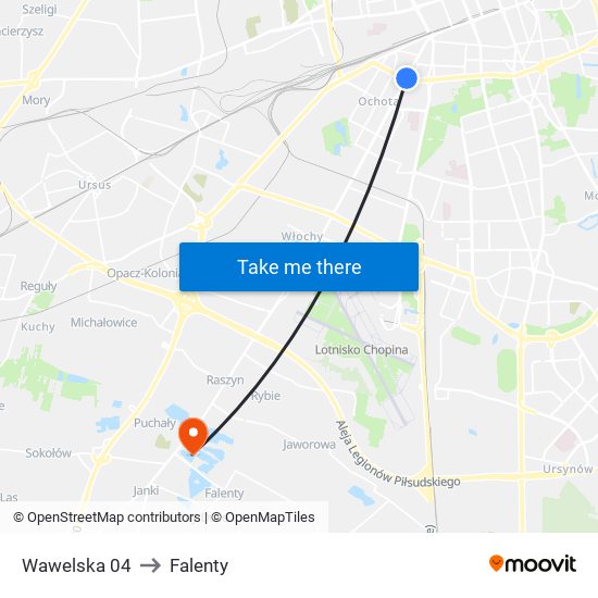 Wawelska 04 to Falenty map