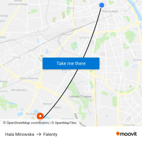 Hala Mirowska to Falenty map