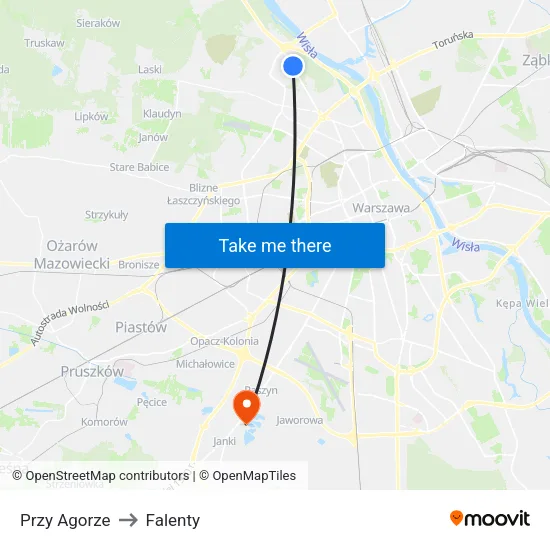 Przy Agorze to Falenty map