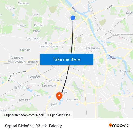Szpital Bielański 03 to Falenty map