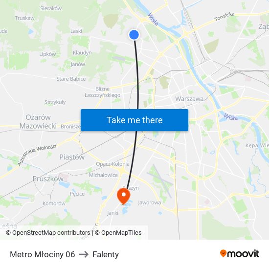 Metro Młociny 06 to Falenty map