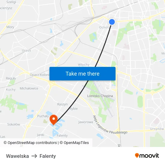 Wawelska to Falenty map