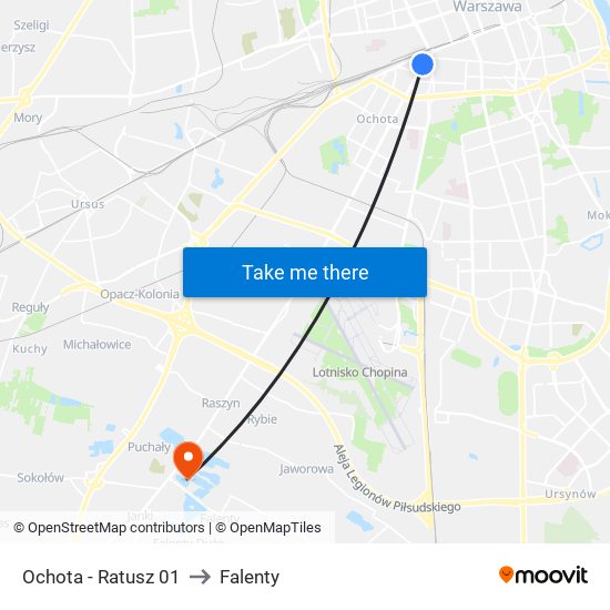 Ochota - Ratusz 01 to Falenty map