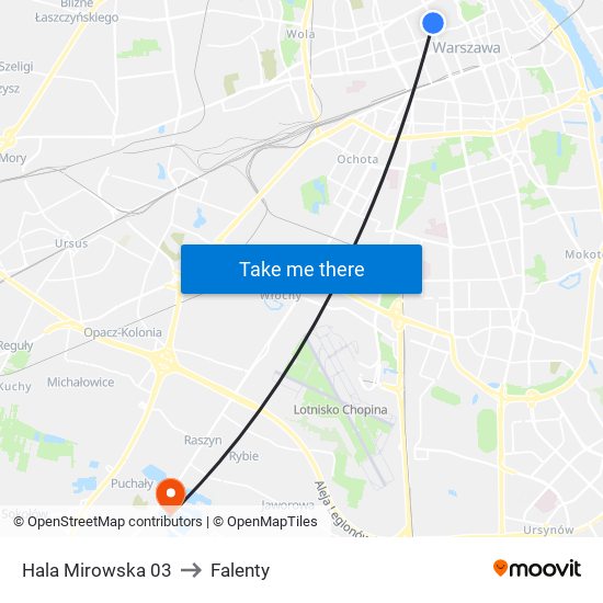 Hala Mirowska to Falenty map