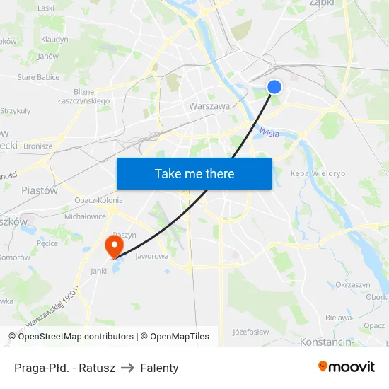 Praga-Płd. - Ratusz to Falenty map