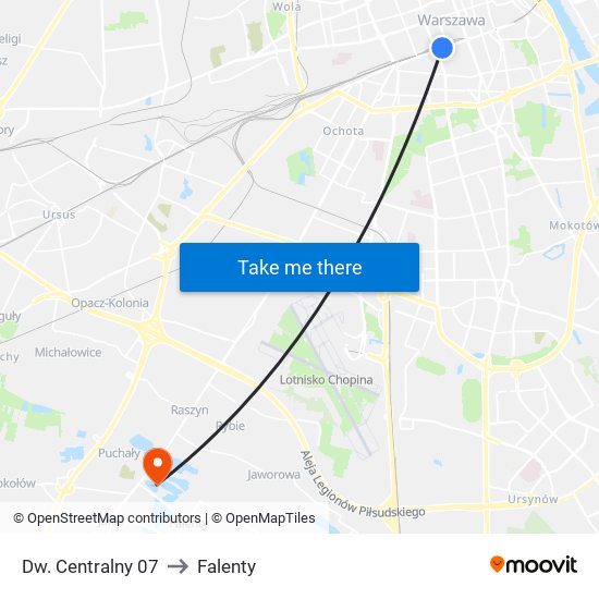 Dw. Centralny 07 to Falenty map