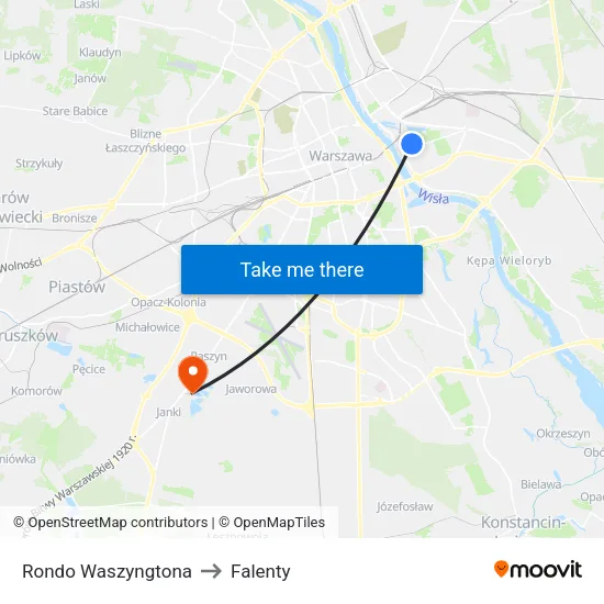 Rondo Waszyngtona to Falenty map