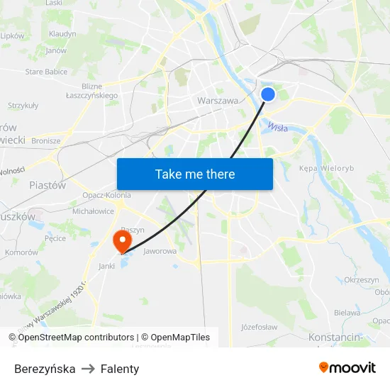 Berezyńska to Falenty map