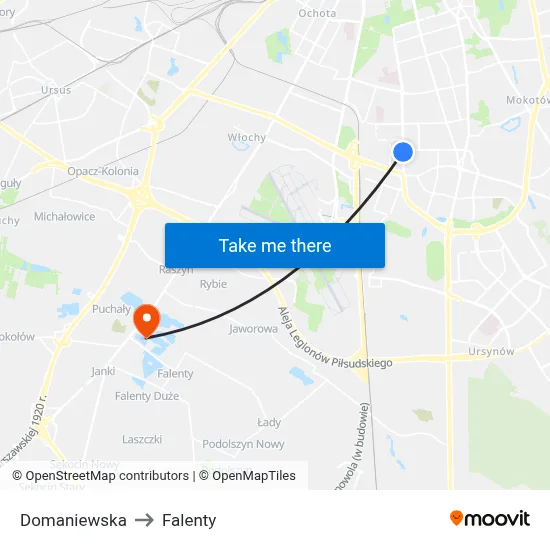 Domaniewska to Falenty map