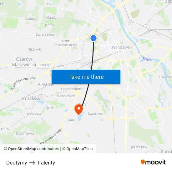 Deotymy to Falenty map