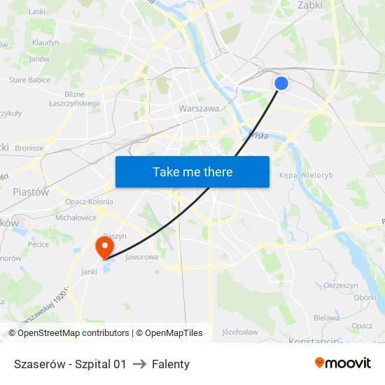 Szaserów - Szpital 01 to Falenty map