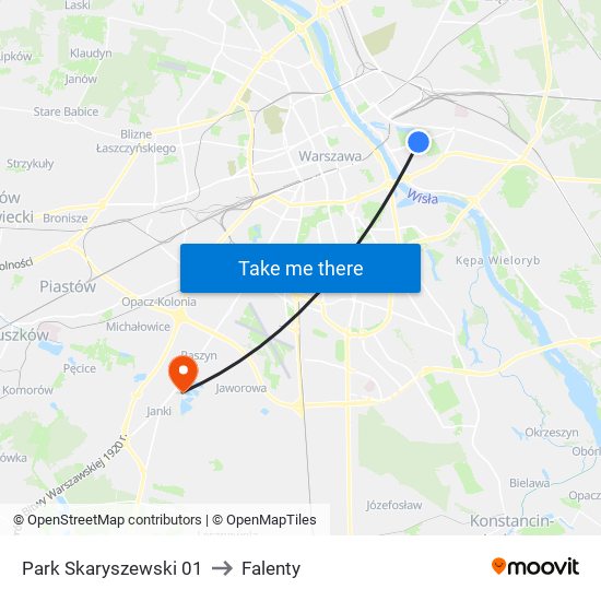 Park Skaryszewski 01 to Falenty map