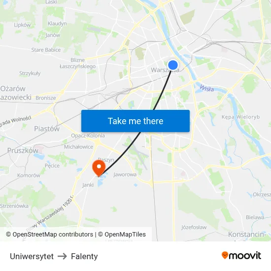 Uniwersytet to Falenty map