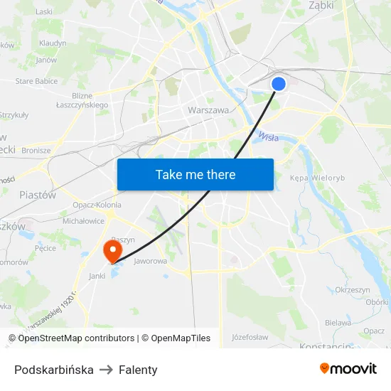 Podskarbińska to Falenty map