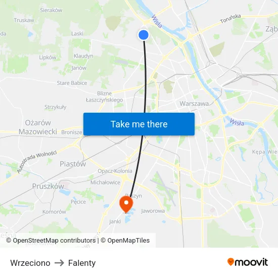 Wrzeciono to Falenty map