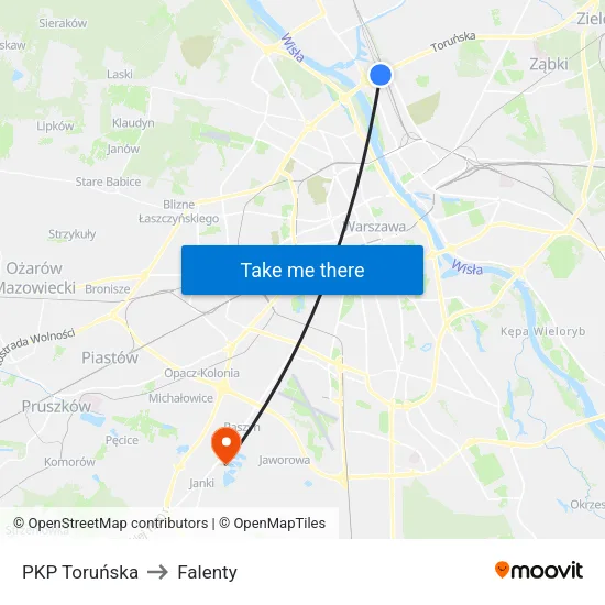 PKP Toruńska to Falenty map