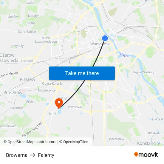 Browarna to Falenty map