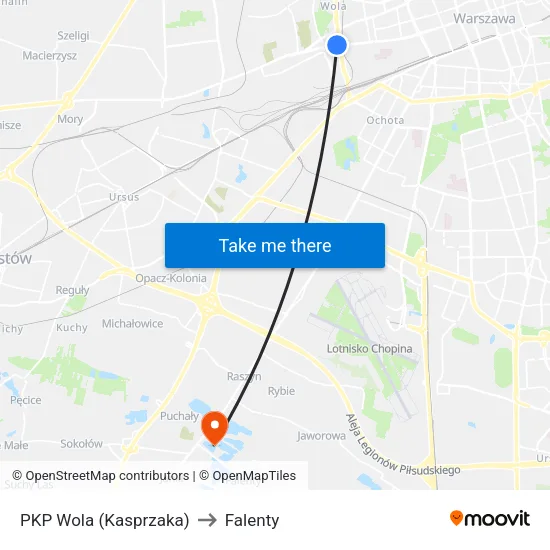 PKP Wola (Kasprzaka) to Falenty map