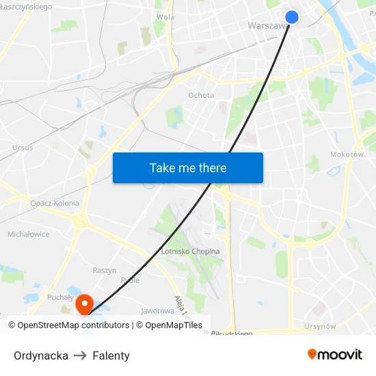 Ordynacka to Falenty map