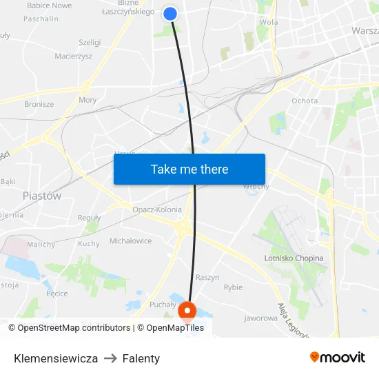 Klemensiewicza to Falenty map