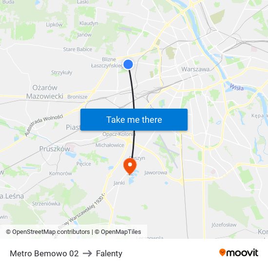 Metro Bemowo 02 to Falenty map