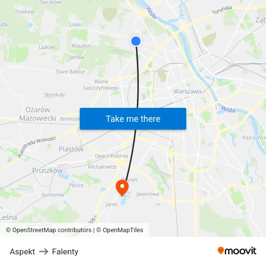 Aspekt to Falenty map