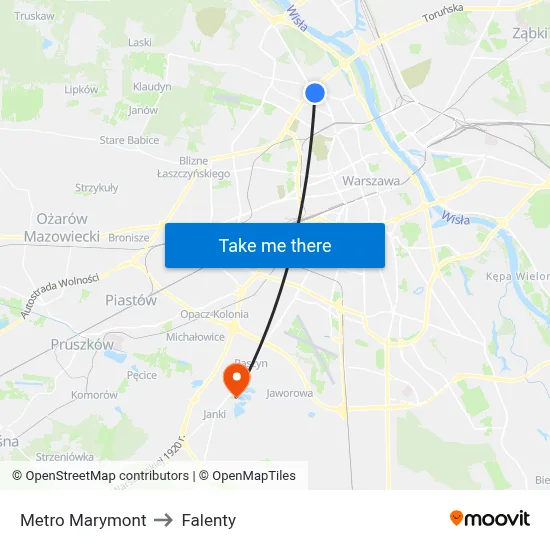 Metro Marymont to Falenty map
