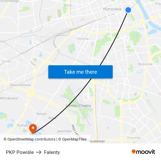 PKP Powiśle to Falenty map