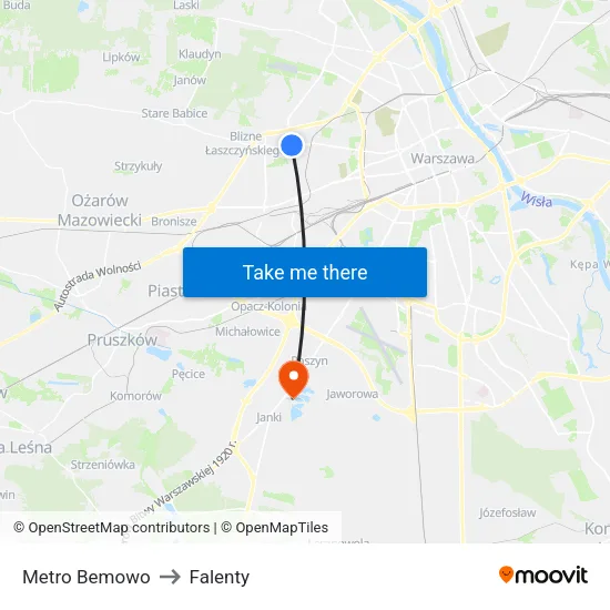 Metro Bemowo to Falenty map