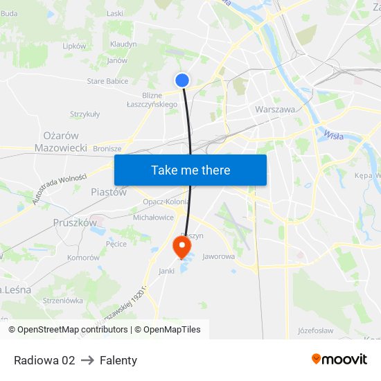 Radiowa to Falenty map