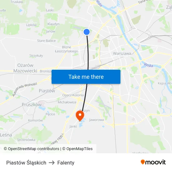 Piastów Śląskich to Falenty map