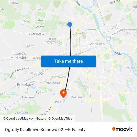 Ogrody Działkowe Bemowo 02 to Falenty map