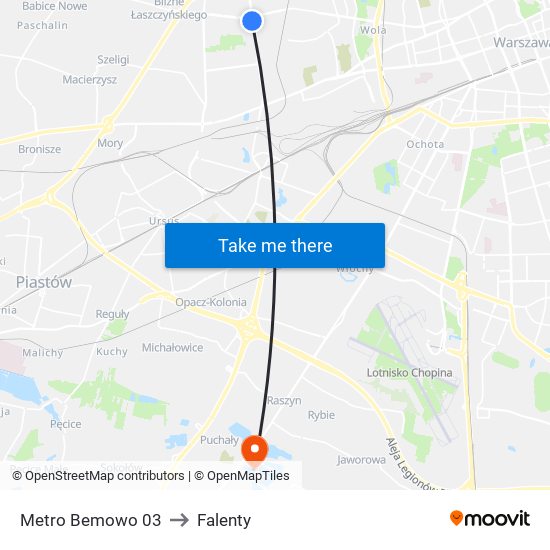 Metro Bemowo 03 to Falenty map