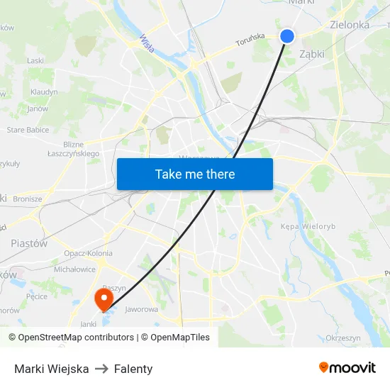 Marki Wiejska to Falenty map