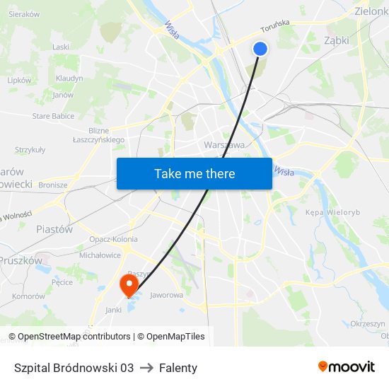 Szpital Bródnowski 03 to Falenty map