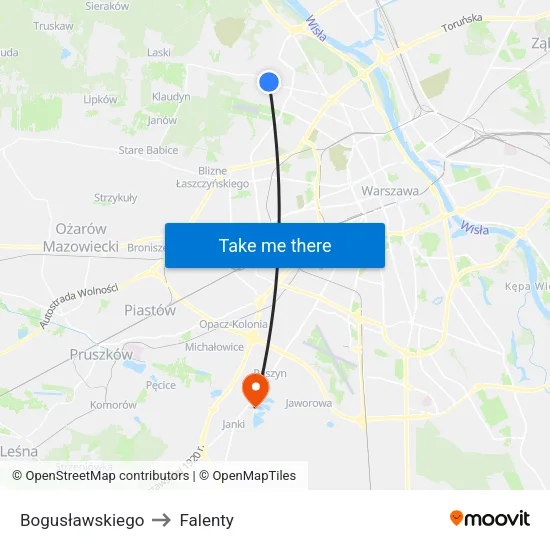 Bogusławskiego to Falenty map