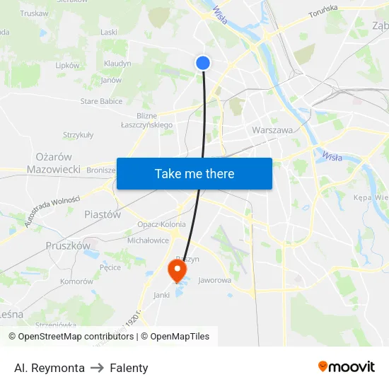 Al. Reymonta to Falenty map