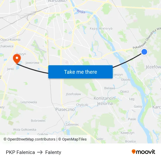 PKP Falenica to Falenty map