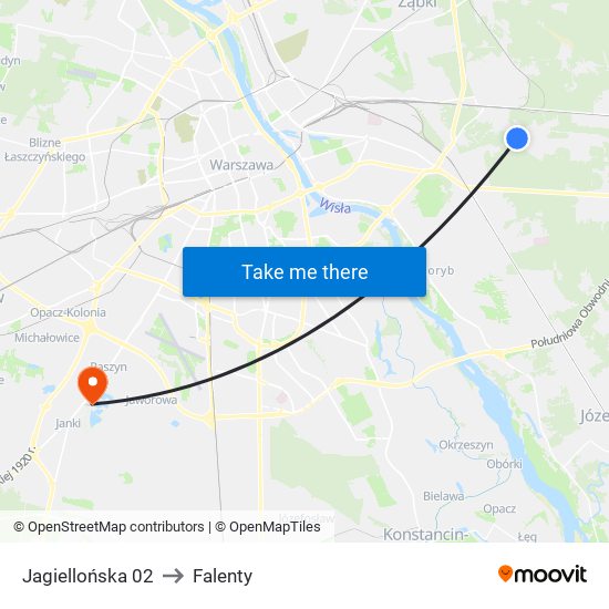 Jagiellońska to Falenty map