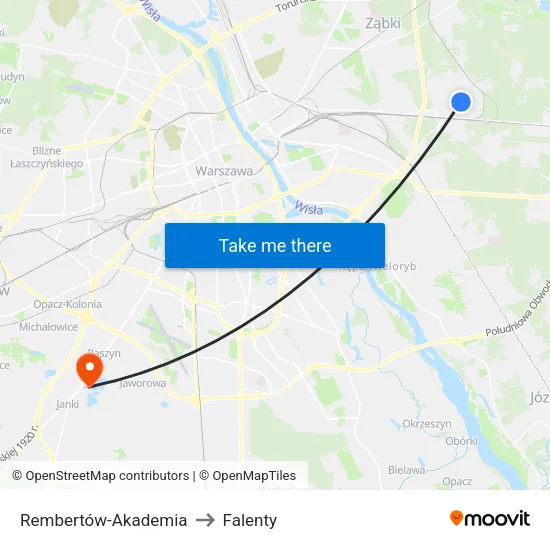 Rembertów - Akademia to Falenty map