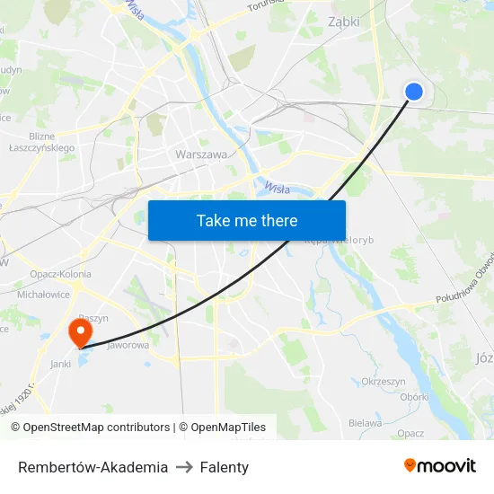 Rembertów - Akademia to Falenty map