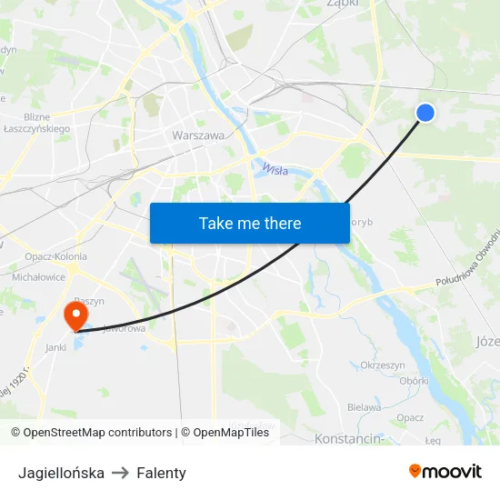 Jagiellońska to Falenty map