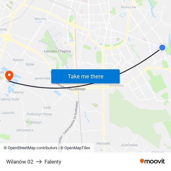 Wilanów 02 to Falenty map