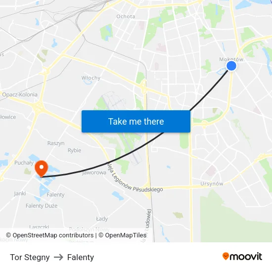 Tor Stegny to Falenty map