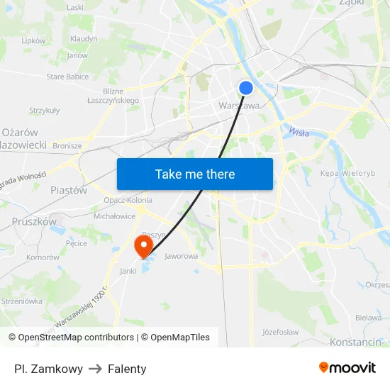 Pl. Zamkowy to Falenty map