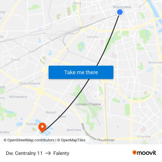 Dw. Centralny 11 to Falenty map