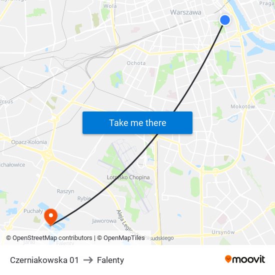 Czerniakowska 01 to Falenty map