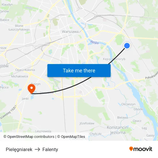 Pielęgniarek to Falenty map
