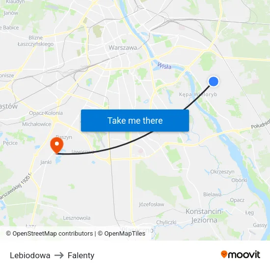 Lebiodowa to Falenty map