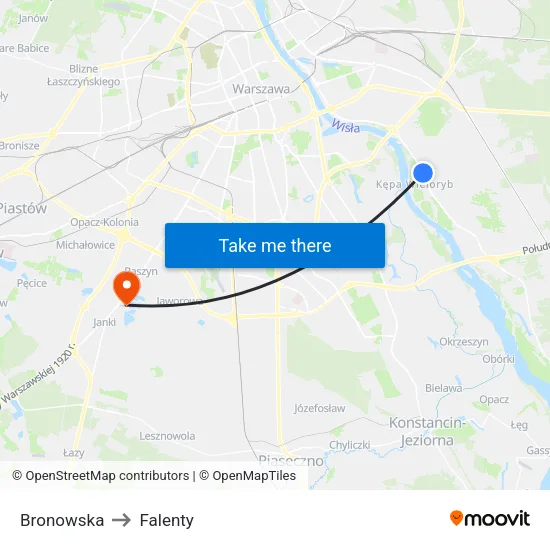 Bronowska to Falenty map